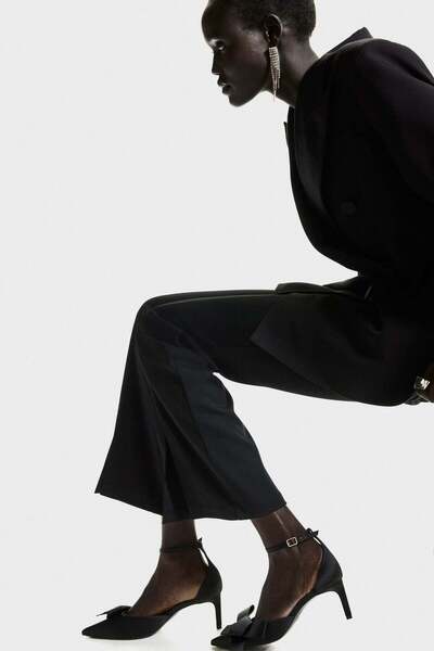 H&M Bow-detail satin court shoes