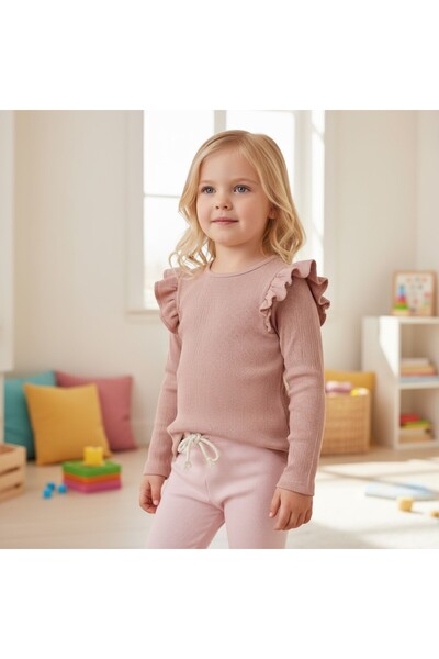 SeaBubbles Girl's Leggings Set with Ruffled Shoulders