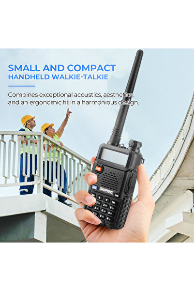 BAOFENG جهاز إرسال واستقبال محمول متين UV-5R، لاسلكي ثنائي الاتجاه، نطاق مزدوج، إضاءة LED، قابل لإعادة الشحن