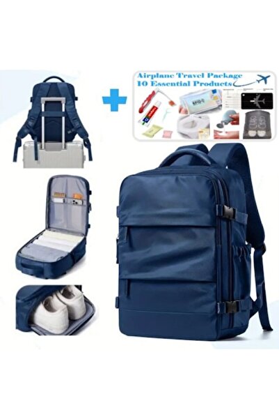 Mense Multifunctional Travel Backpack 40x30x20 cm – Cabin Luggage with 10 TSA-Approved Items, Navy Blue