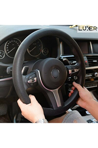 LUXER Universal Silicone Steering Wheel Cover, Enhanced Protection and Comfort, Diameter 33 - 40 cm, Black