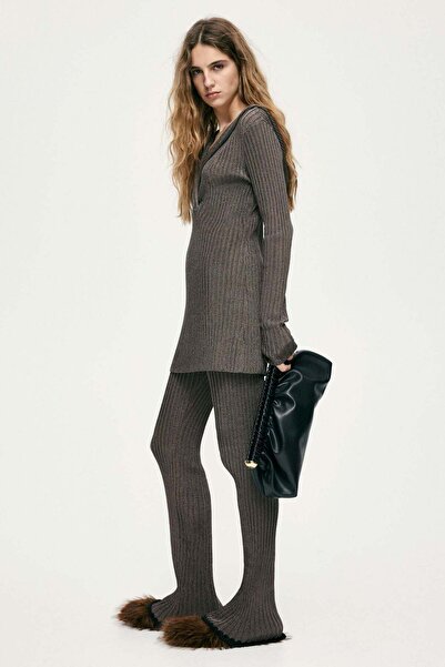 H&M Metallic rib-knit trousers