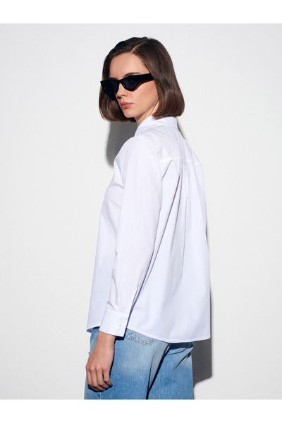 Dilvin 50531 Cămașă cu nasturi aurii bumbac 100% - albă