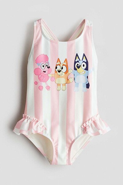 H&M Printed flounce-trimmed swimsuit