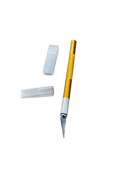 VERA SANAT Precision Knife Turuncu Metal Saplı Kretuar Bıçağı 5'Li Yedekli