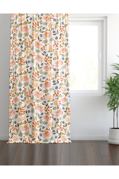 EsnafAli Cortina de fundal cu model de flori sălbatice, cremă, drăguță