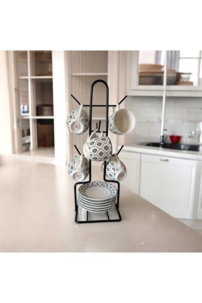 EceAksesuar Fincan Askısı, Siyah Tabaklı Askılık , Masa Üstü, Tezgah Üstü Dol...