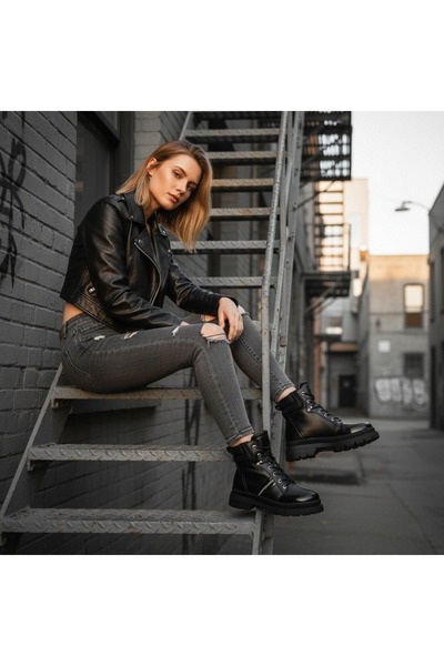 OEM Women's platform boots, warm lining inside, eco-leather, 05-188A