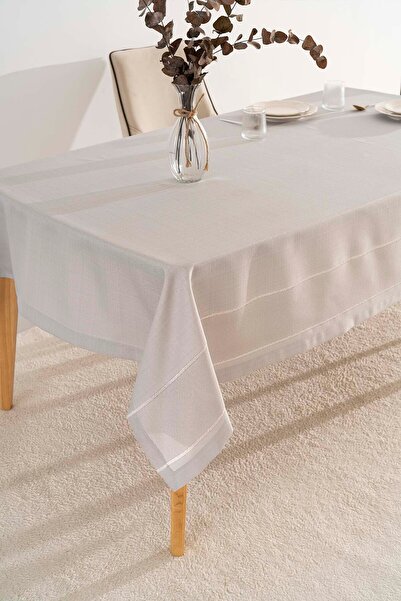 Rivaİstanbul Nora Light Gray Envelope Corner Tablecloth 150X220 cm