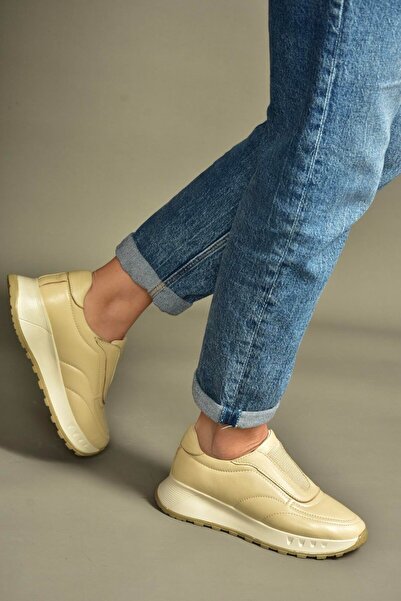 Fox Shoes U555248103 Beige Genuine Leather Casual Women's Shoes