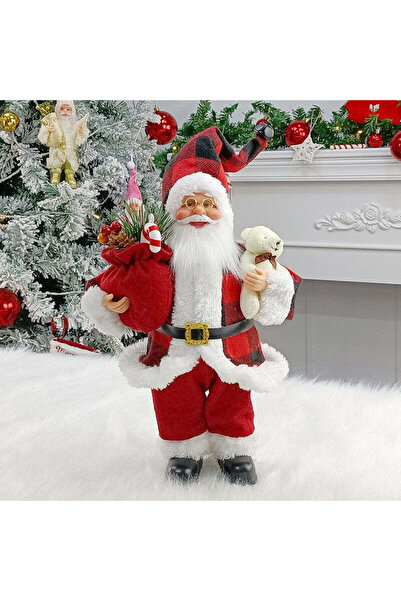 Sofia Store Mos Craciun cu Urs de Plus, 30 x 10 x 17 cm, Material Plastic+Tex...