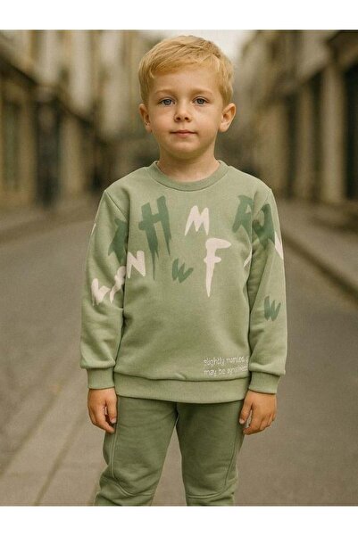 Zekids Set de trening din bumbac cu imprimeu pentru băieți