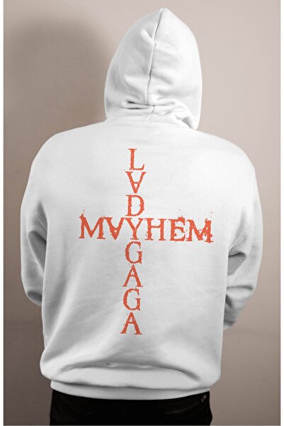 Fuddy Moda Unisex Lady Gaga Back Printed Hooded Sweatshirt, Oversized Rock Band Mayhem Themed Hoodie