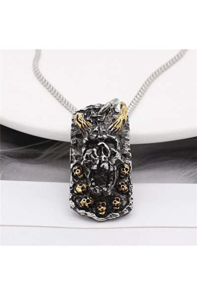 Viking قلادة من الفولاذ المقاوم للصدأ 316L بتصميم جمجمة عالية الجودة