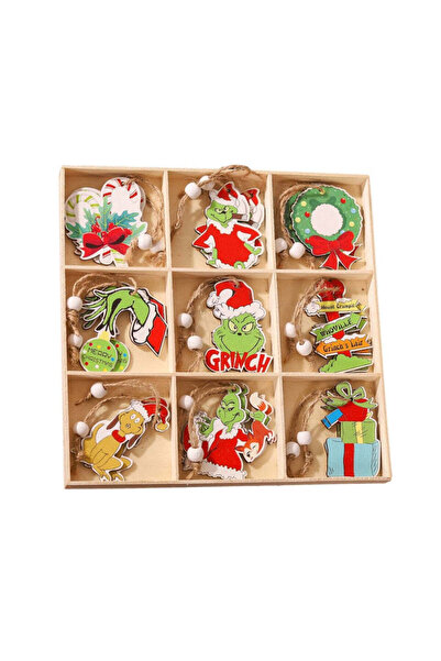 Sofia Store Set 18 Decoratiuni de Craciun din Lemn, cu Snur pentru Agatare in...