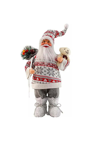 Sofia Store Mos Craciun cu Flori si Urs, 30 x 17 x 10 cm, Material Plastic+Te...