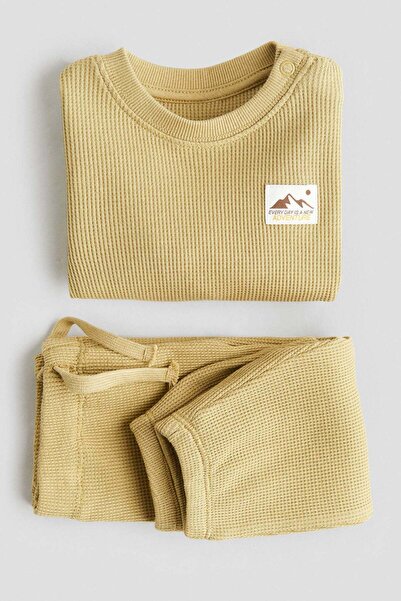 H&M طقم وافل من القطن مكون من قطعتين