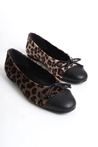 FEMME حذاء باليرينا نسائي يومي بمقدمة مستديرة من إليرا ليوبارد