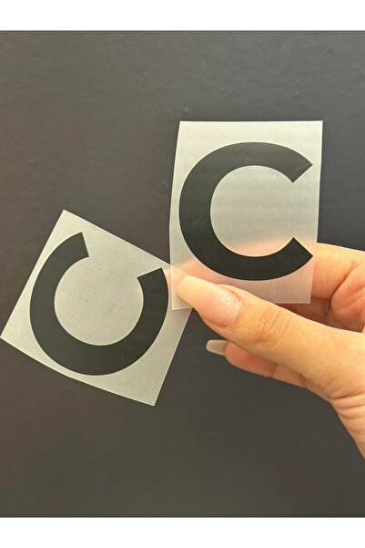 Gönülden Tasarım 2 PIESE FIER DE CUCIT CU LETRA C ADEZIVĂ IMPRIMARE TRANSSFER 5X5 CM NEGRU