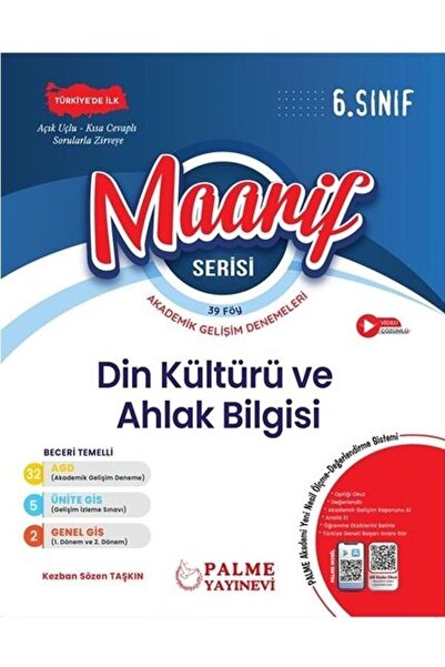 Palme Yayınevi PALME 6.SINIF MAARİF SERİSİ DİN KÜLTÜRÜ HAFTALIK DENEME (39 FÖY)