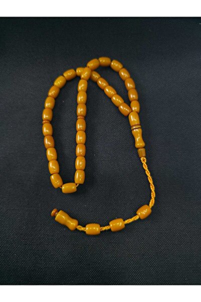 sarıyer silver Capsule Cut Crimped Amber System Tassel Model 33 Grain Natural Prayer Beads