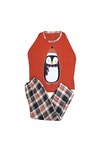 TOSKI - Christmas Pajamas 4-5 years Cotton Penguin Print Red