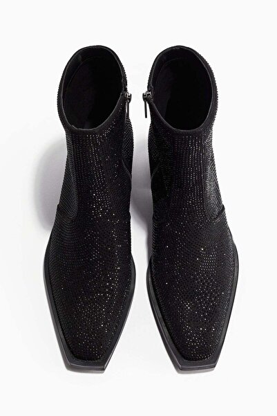 H&M Rhinestone-embellished heeled boots