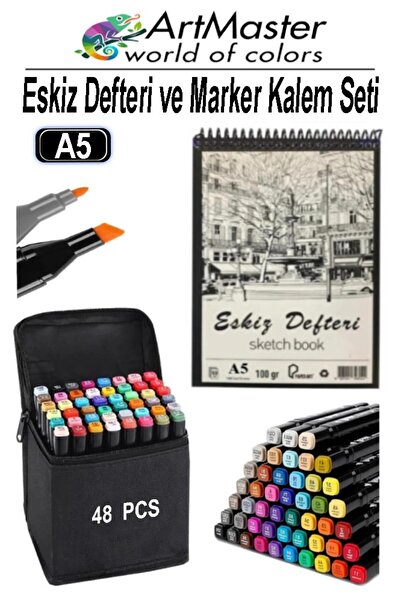 Artmaster A5 Slikarska knjiga 50 listova 100g 1 komad 48 boja flomastera dvos...