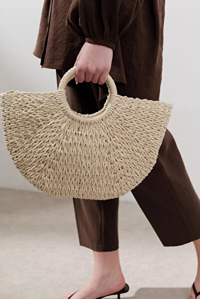 Manuka Medium Wicker Handbag Beige