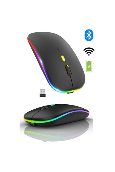 SHOPYTECH Çift Mod Kablosuz Mouse Bluetooth 5.2 + 2.4G Şarjlı Sessiz Tıklama ...