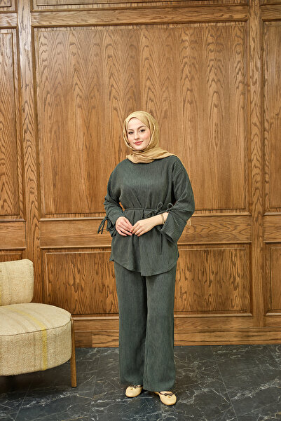 LOCCO Women's Corded Fabric Two-Piece Suit Emerald Green