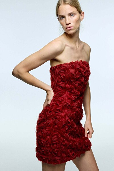 H&M Appliquéd bandeau mini dress