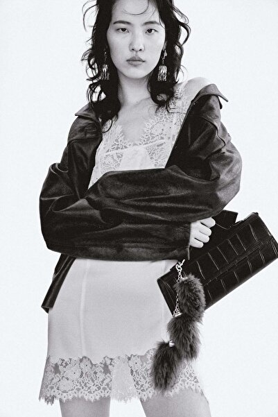 H&M Lace-trimmed satin dress