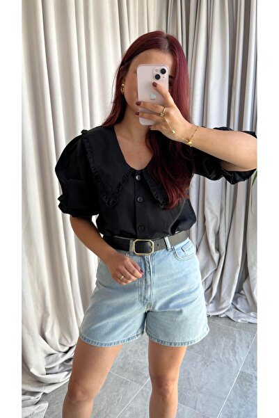 Pera Peter Pan collar black shirt -117