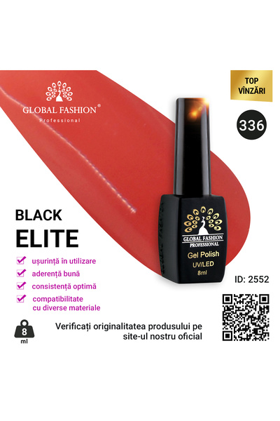 global fashion Set de 4 unități: Oja semipermanenta BLACK ELITE, 8ml, 336