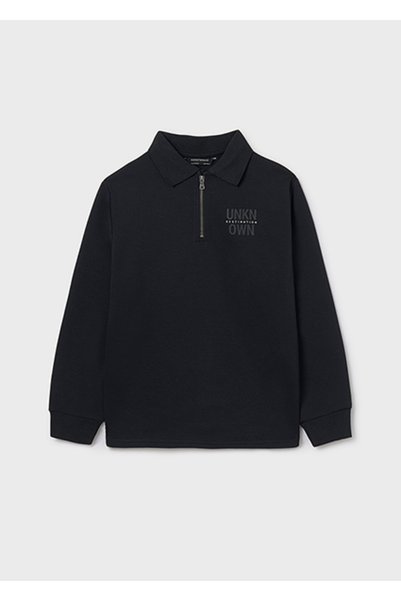 MAYORAL Black Boy's Collared Zippered Sweatshirt 7408