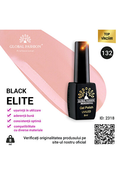 global fashion Set de 4 unități: Oja semipermanenta BLACK ELITE, 8 ml, 132