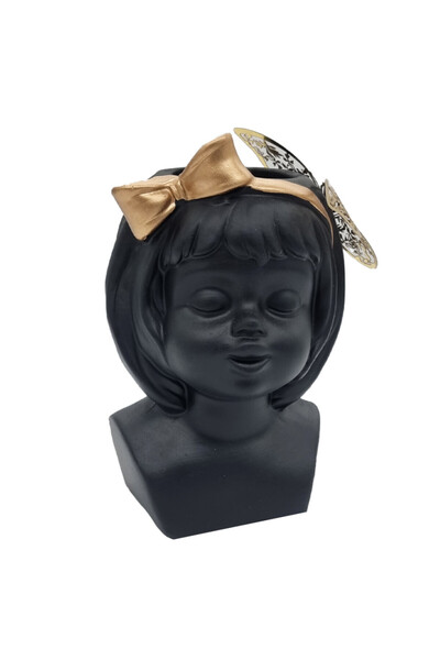velve Girl Vase, made of ceramic, Black, Black