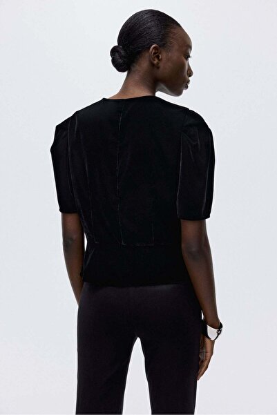 H&M Velour peplum blouse