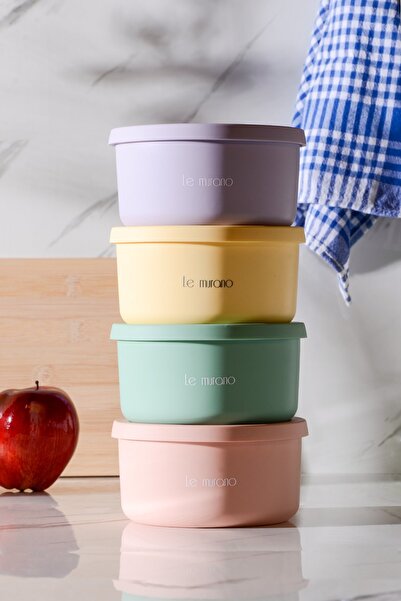 Le murano Pastel Air-Tight Round Silicone Storage Container 600 ml | Yellow