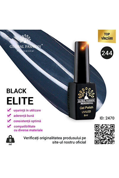 global fashion Set de 4 unități: Oja semipermanenta BLACK ELITE, 8 ml, 244