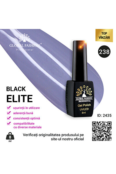 global fashion Set de 4 unități: Oja semipermanenta BLACK ELITE, 8 ml, 238