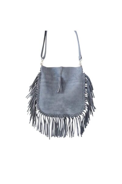 YOURHANDBAGS Buz Mavi Süet Heybe Çanta