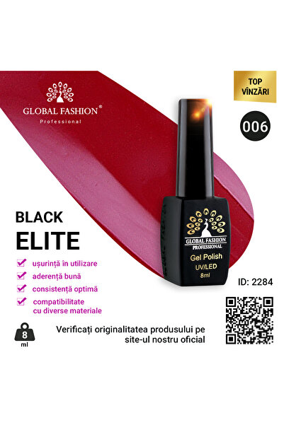 global fashion Set of 4 units: Black Elite semi-permanent nail polish, 8 ml, 006