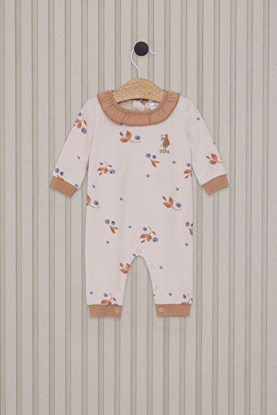 U.S. Polo Assn. Baby Girl Brown Rompers