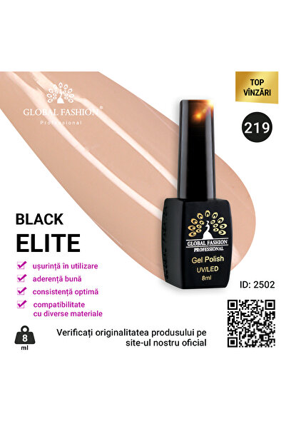 global fashion Set de 4 unități: Oja semipermanenta BLACK ELITE, 8 ml, 219