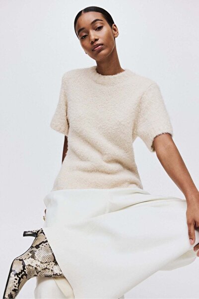 H&M Bouclé-knit T-shirt