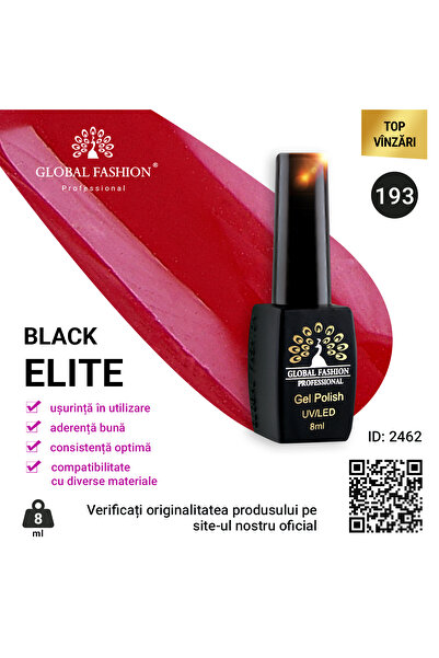 global fashion Set de 4 unități: Oja semipermanenta BLACK ELITE, 8 ml, 193
