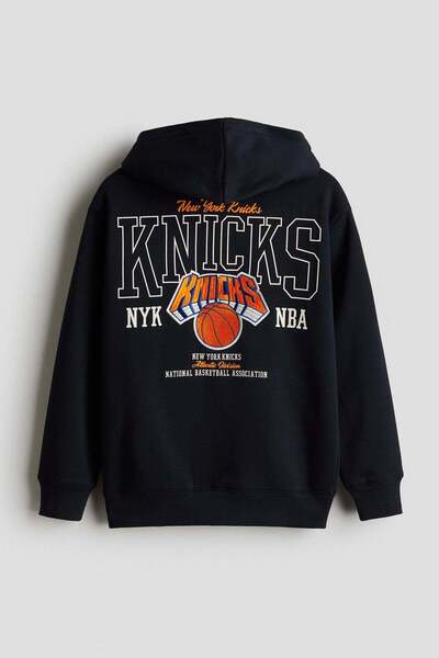 H&M هودي بسحاب مع تفاصيل الشعار