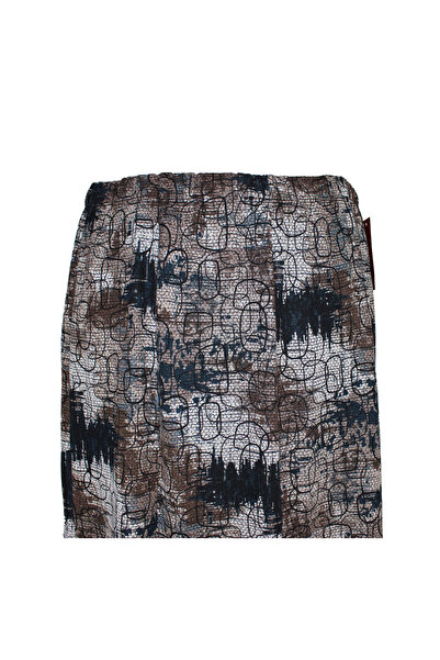 HESNA Women's Battal Ayşen Winter 8-Piece Tan Marbled Cloud Quality Patterned Skirt